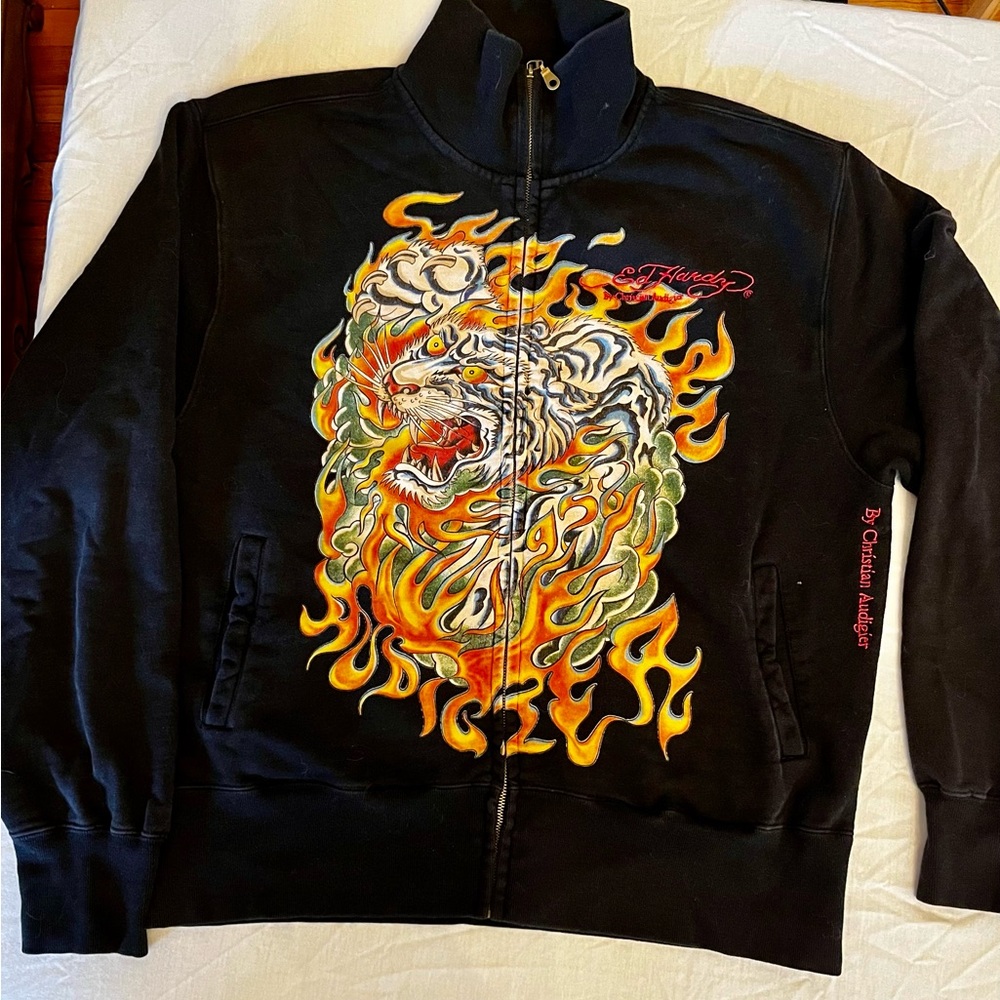 Vintage Ed Hardy by Christian Audigier 2XL zip hoodie no holes, or tears
